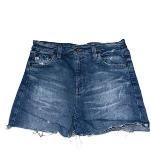 AG Adriano Goldschmied Blue Saige Crop High-Rise Straight Jean Shorts Size 27